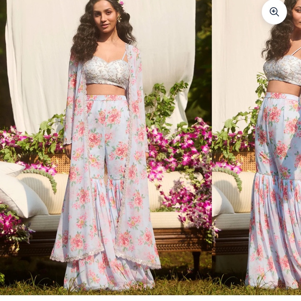 Light Blue Floral Tiered Maxi Skirt - Women's Pastel Floral Skirt